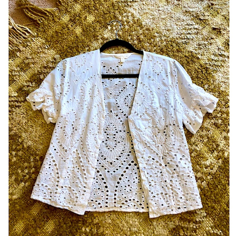 Eyelet Button Down Blouse - Picture 2 of 12